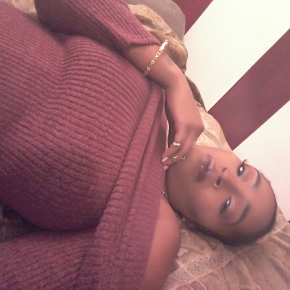 Off Shoulder Long Sleeve Berry Sweater Dress - Picture 5 of 8